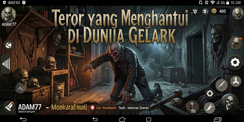 Screenshot gameplay ADAM77 menampilkan suasana mencekam dan seram.