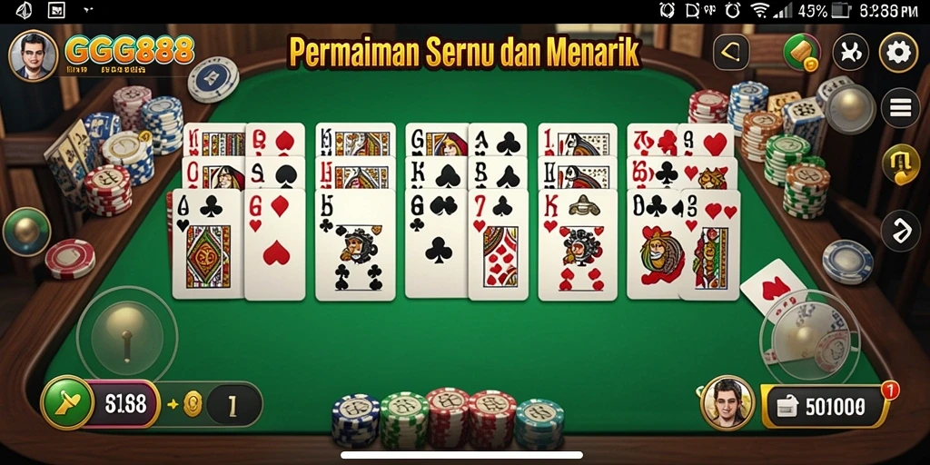 Tampilan gameplay seru dalam aplikasi GGG888 yang menggugah selera.