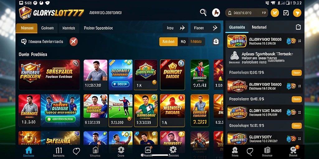 Tampilan utama gameplay GLORYSLOT777 dengan pilihan taruhan olahraga.