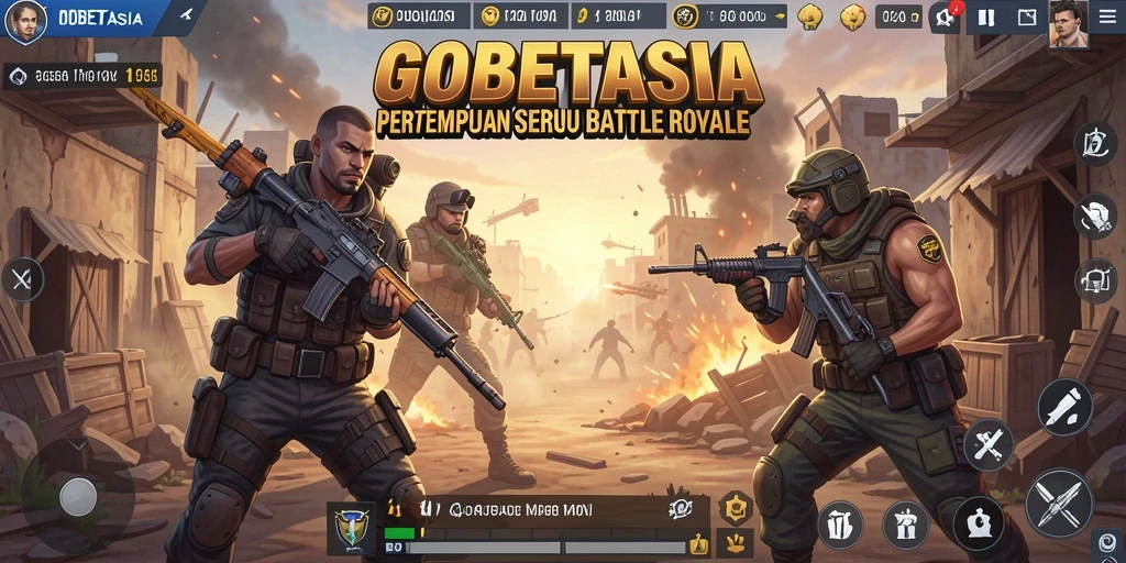 Tampilan menarik dan duel intens di GOBETASIA saat bermain Battle Royale.