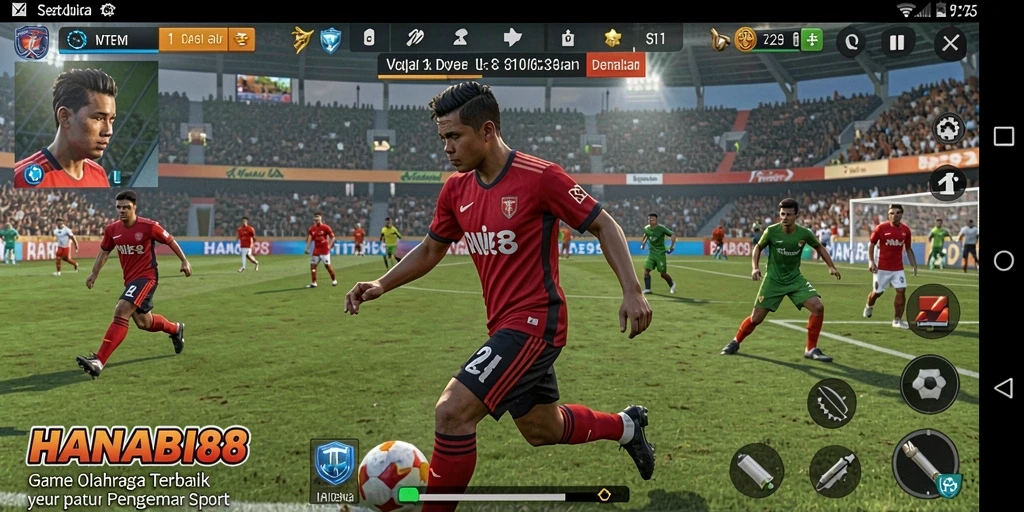Screenshot gameplay HANABI88 menampilkan aksi mendebarkan dalam olahraga.