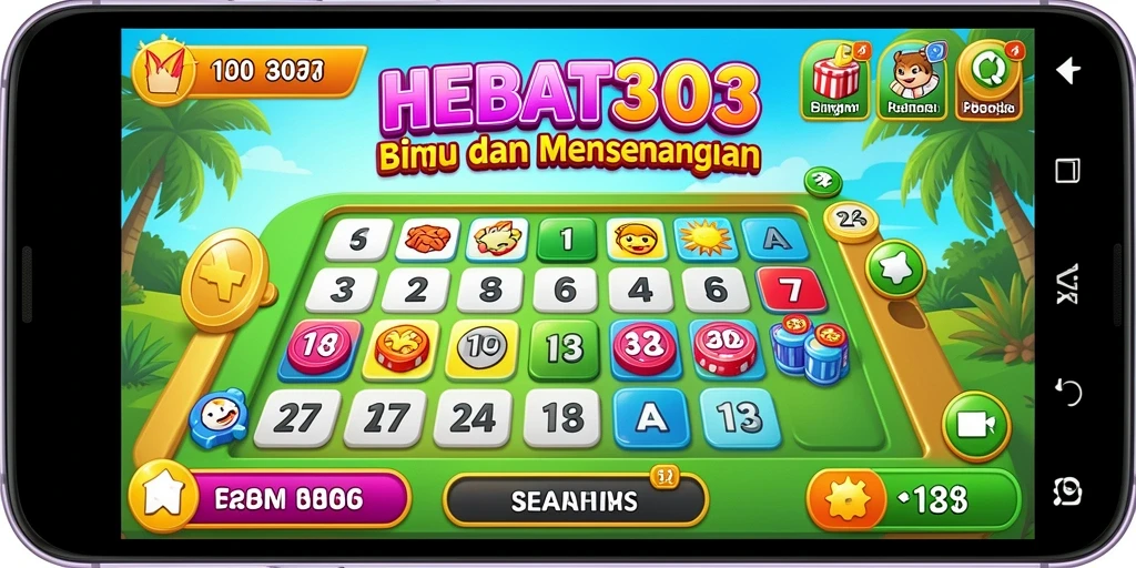 Tampilan gameplay HEBAT303 dengan suasana bingo yang seru.