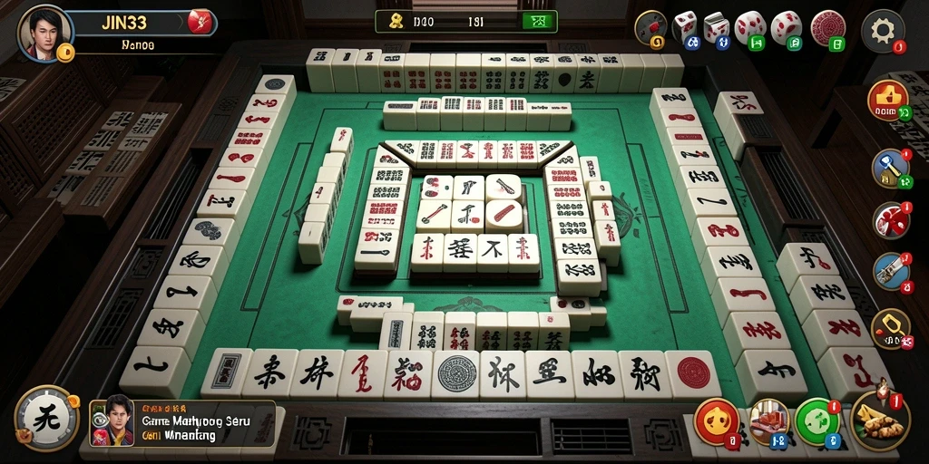 Screenshot JIN33 menampilkan gameplay Mahjong yang dinamis dan menarik.