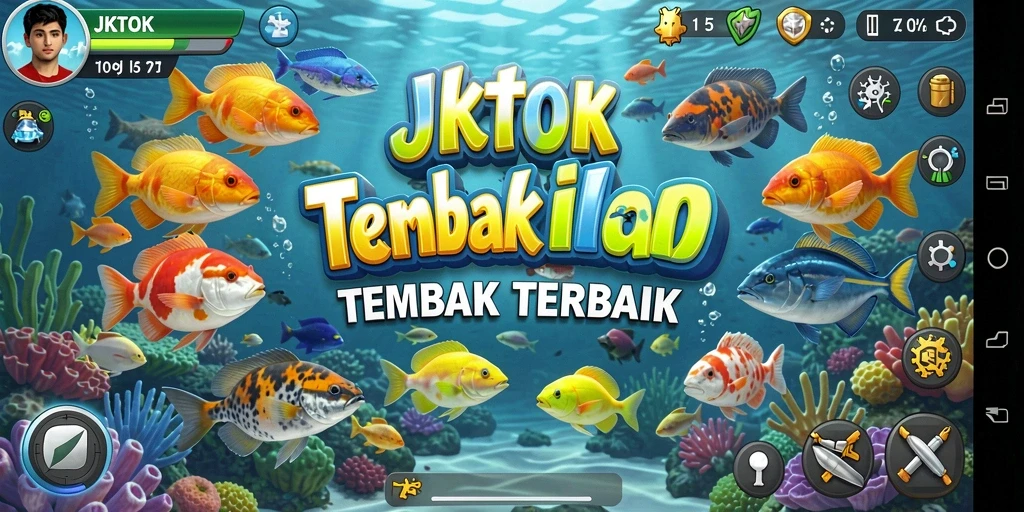 Screenshot gameplay JKTOK menampilkan aksi menembak ikan yang seru.