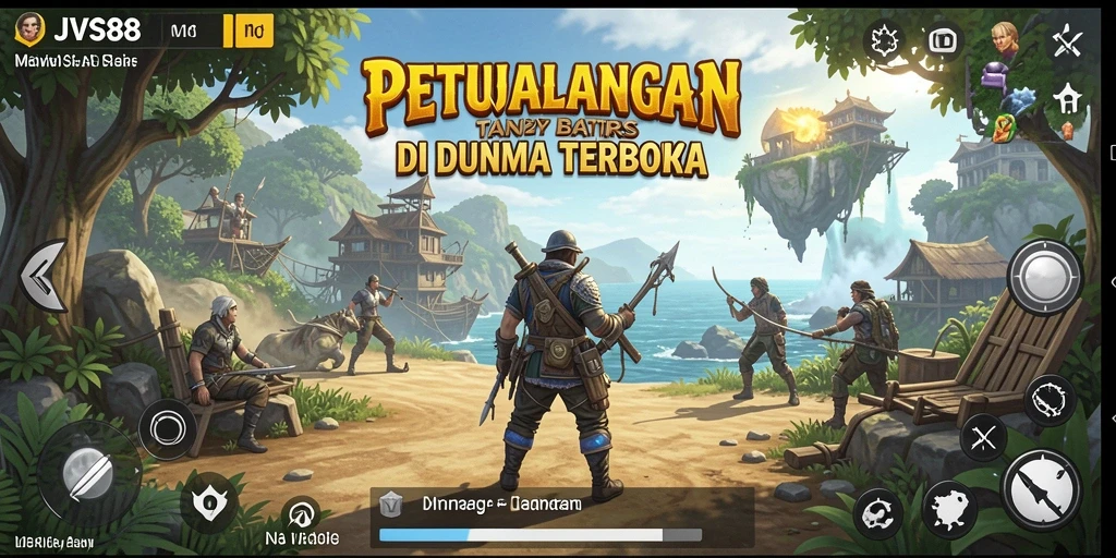 Screenshot utama JVS88 menampilkan aksi petualangan di dunia terbuka.