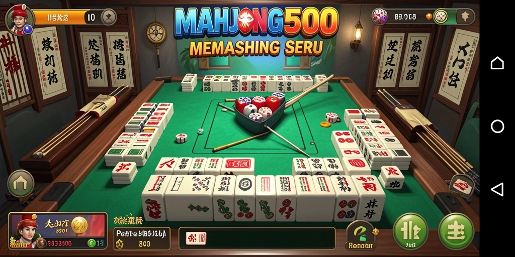 Gameplay <strong>MAHJONG500</strong> yang menampilkan berbagai lokasi memancing menarik.