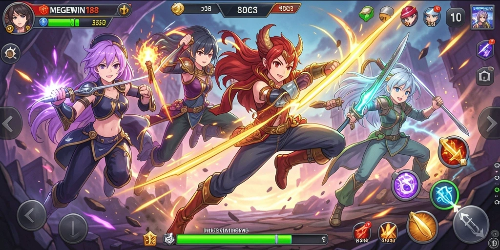 Tampilan gameplay menakjubkan dari MEGEWIN188 dengan karakter Anime.