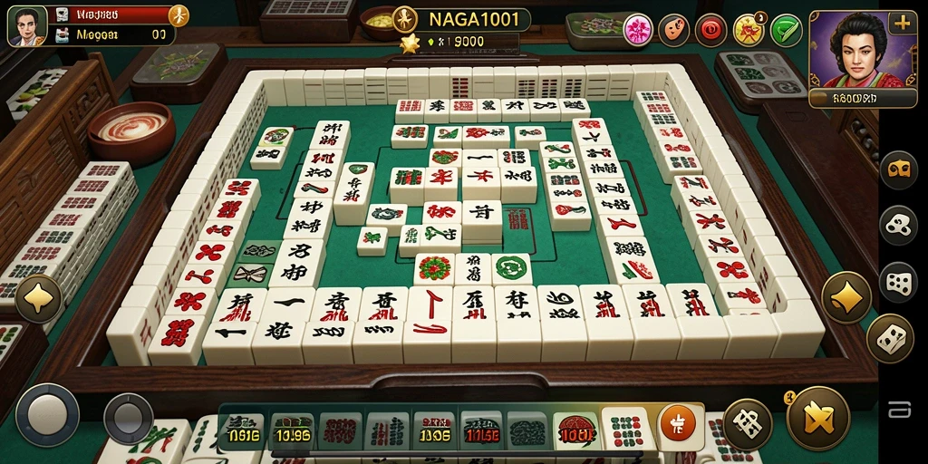 Screenshot gameplay NAGA1001 dengan tampilan papan Mahjong yang menantang.