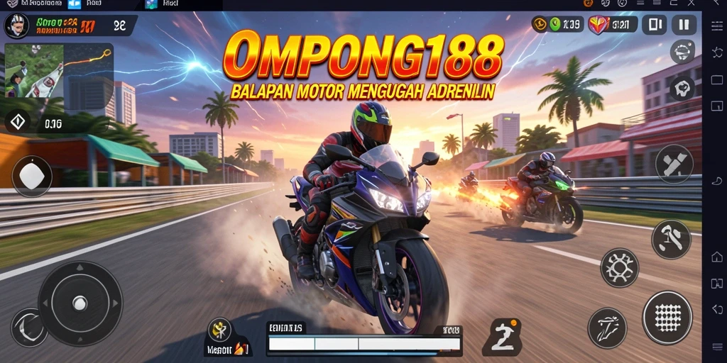 Tampilan balapan motor yang mendebarkan dari OMPONG188.