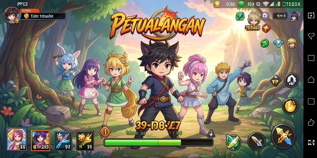 Tampilan gameplay PP123 yang menakjubkan di dunia anime.
