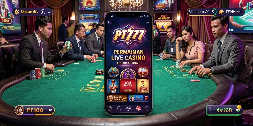 Tampilan gameplay Live Casino yang memukau dan interaktif di PT777.