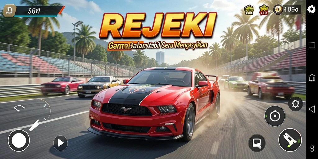 Tampilan gameplay balapan yang seru dan mendebarkan dari REJEKI.