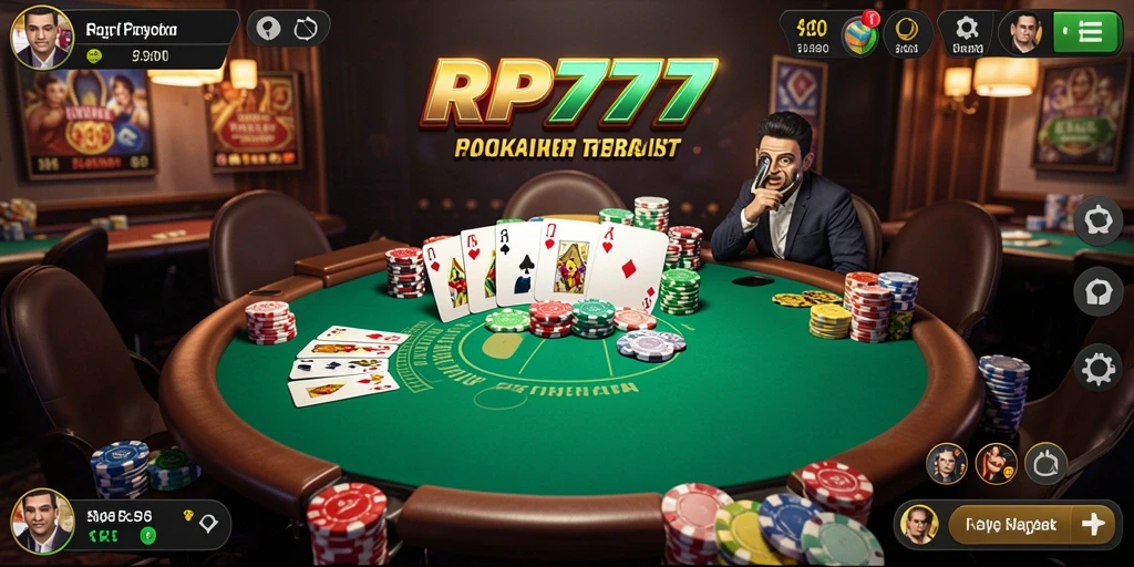Screenshot utama RP777 menampilkan gameplay Poker yang seru.