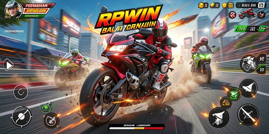 Gameplay balap motor yang mendebarkan dan penuh tantangan.