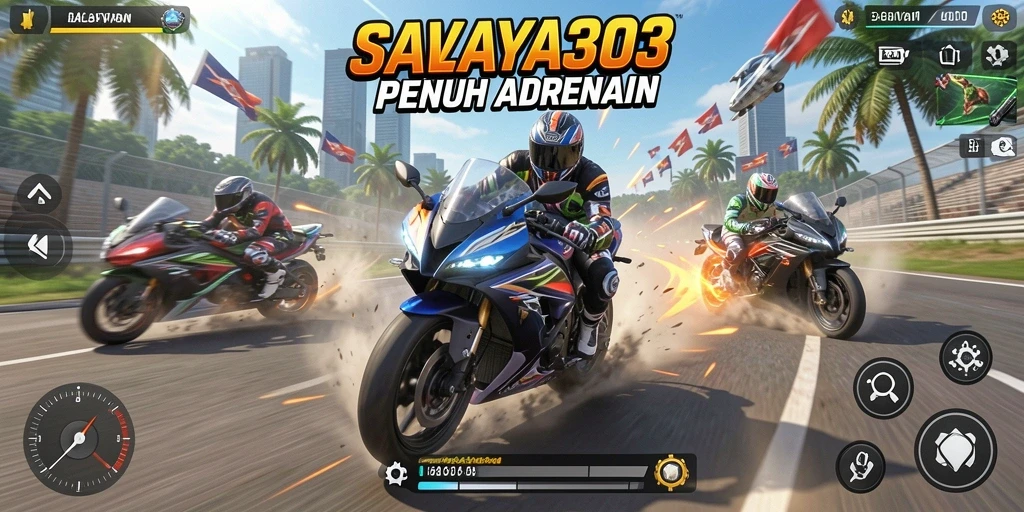 Tangkapan layar gameplay SAVAYA303 menunjukkan momen balapan seru.