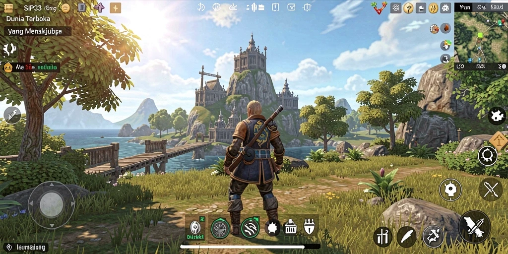 Screenshot gameplay SIP33 yang menunjukkan keindahan dunia terbuka.
