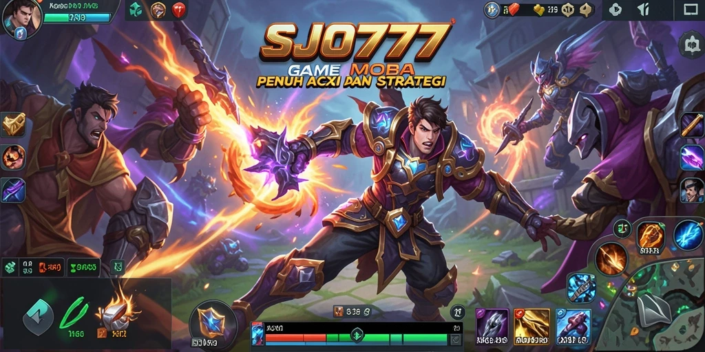 Screenshot SJO777 menunjukkan aksi intens dalam pertempuran MOBA.