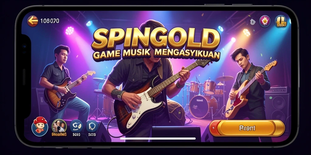 Tampilan gameplay SPINGOLD yang menampilkan aksi menarik dalam permainan musik.