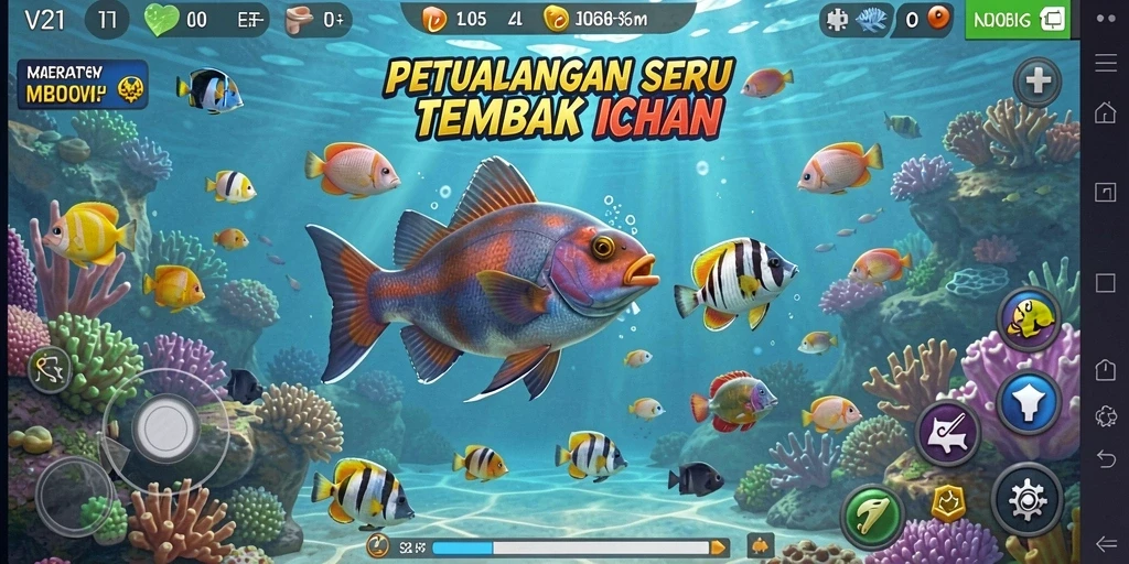 Gameplay menarik dengan tim menembak ikan bersama.