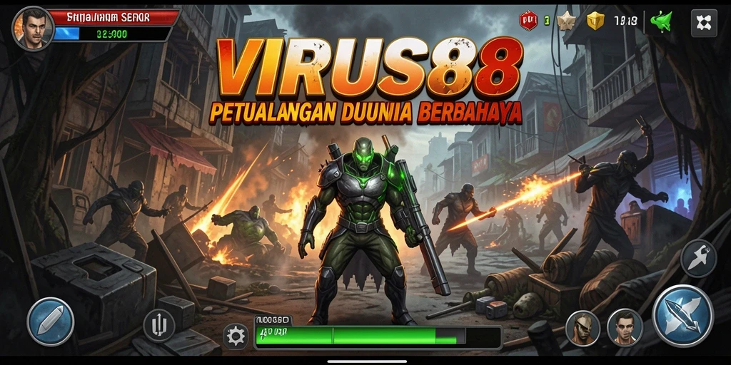 Screenshot gameplay yang menampilkan aksi seru dalam VIRUS88.